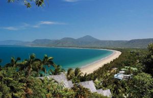 An overview of the beach at Port Douglas, a surfing mecca.