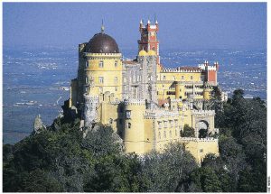 Pena Palace (Palacio da Pena) in the town of Sintra was home to Queen Rainha D. Amélia from 1889 until 1910 when Portugal was established and the queen went into exile. 
