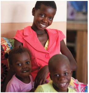 Ottilia with two of her siblings in the SOS Children’s Village in Ondangwa, Namibia.