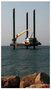 An off-shore petrol platform in Luanda, Angola