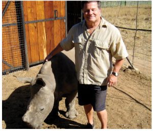 Writer Jim Parker at the Care For Wild Africa rhinoceros sanctuary.