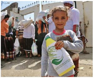 Aid is being distributed by the King Salman Humanitarian Aid and Relief Centre to camps in Yemen.  (Photo: Saudi Press Agency)