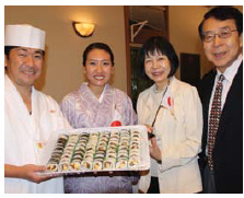 The Japanese embassy participated in Rockcliffe’s 90th anniversary celebration. From left, chef Ichiro Fujii, his wife Ayumi Fujii, Etsuko Monji and Japanese Ambassador Kenjiro Monji. (Photo: Ülle Baum)
