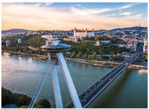 The UFO-style observation deck in Bratislava offers great views of the old town with its castle as the central attraction. (Photo: Department of Tourism of the Ministry of Transport and Construction of the Slovak Republic)