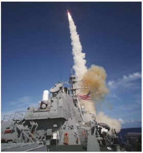 In early October 2018, there was a near collision between the U.S. Navy guided-missile destroyer USS Decatur (shown here launching a standard missile) and the Chinese People’s Liberation Army Navy destroyer CNS Lanzhou. (Photo: United States Navy photo)