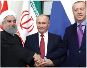 Iranian President Hassan Rouhani, Russian President Vladimir Putin and Turkish President Recep Tayyip Erdogan met in 2019 to discuss the future of Syria. (Photo: Press Service of the President of Russia)