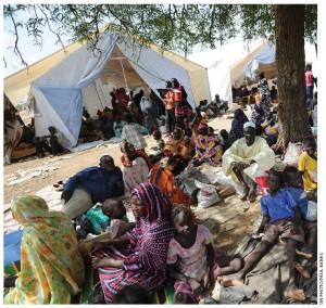 Thousands of people displaced by conflict in Kadugli, the capital of South Kordofan State, have sought refuge in an area secured by the UN Mission in Sudan.