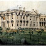 The White House as it looked to artist George Munger following the burning of Washington in August 1814.