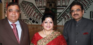 Indian High Commissioner Shashishekhar Gavai, right, and his wife Rina, centre, hosted a national day reception at the Museum of Civilization which Deepak Obhrai, parliamentary secretary for foreign affairs, attended. 