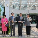 On the 44th anniversary of the Association of Southeast Asian Nations (ASEAN), a flag-raising ceremony took place at the Embassy of Indonesia. From left, Greg Giokas, DFAIT; Filipino Chargé d'affaires Minerva Jean A. Falcon; Myanmar Ambassador Kyaw Tin; Thai Ambassador Udomphol Ninnad; Brunei Darussalam High Commissioner Rakiah Haji Abdul Lamit and Indonesian Ambassador Dienne H. Moehario. (Photo: Embassy of Indonesia)