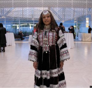  To mark the national day of Afghanistan, the embassy and the Aga Khan Foundation Centre jointly hosted a reception. Here, Carleton student Humaira Suliman wears Afghan national dress. (Photos: Jennifer Campbell)