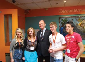 Netherlands Ambassador Wim Geerts attended a conference entitled "The Future of Remembrance" at the Canadian War Museum. He’s shown here with student participants.