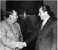 Mao Tse-tung meets U.S. President Richard Nixon in Beijing in February, 1972.