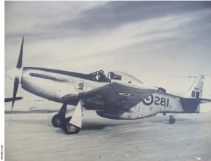 This photo dates to February 15, 1956 at RCAF Station Calgary, Alberta with Lynn Garrison in cockpit. The Mustang 9281 was sold by the Canadian government to James De Furia of New York and subsequently flew with the El Salvadorian Air Force during the 1969 Football War. Collector Jerry Janes brought it back to Canada where it was restored and named "Cottonmouth."