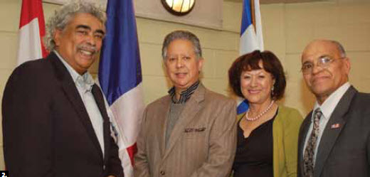 2. Jose del Carmen Urena, ambassador of Dominican Republic, hosted an independence day event March 3 at Tetreau Community Centre in Gatineau (Hull). From left, MP Jose Nunez-Melo, Ambassador Urena, Arelis Medina, vice-president of the Dominican Cultural Association and Silfredo Almonte, president of the Dominican Cultural Association. (Photo: Danilo Velasquez) 