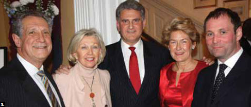 3. The Sir Winston Churchill Society of Ottawa launched at Earnscliffe, home of British High Commissioner Andrew Pocock and his wife, Julie. From left, Ron Cohen, Wendy Cohen, the Pococks, Allen Packwood, director of the Churchill Archives Centre at Cambridge University and the inaugural speaker.