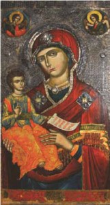 An icon of Saint Mary, at the Onufri  National Museum in Berat