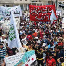 Protesters in Idlib, Syria