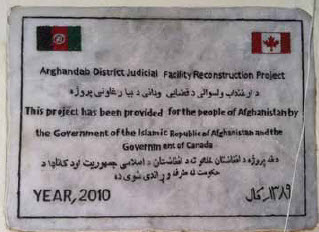 This is the plaque an Afghan man showed Mr. Karimi before he came to Canada. It’s mounted on a courthouse Canadians helped build in Kandahar.