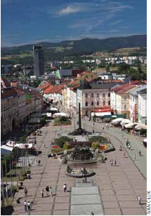 The main square in the city of Banska Bystrica. 