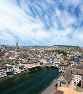 Switzerland has been ranked the most productive economy in the world by the  World Economic Forum for three years running. This is a photo of its largest city, Zurich.