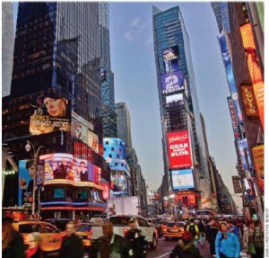 The United States is the largest economy in the world but lost its No. 2 position in world productivity listings partly because Congress and the Obama administration can’t agree on a successful bi-partisan economic policy.  Shown here is Times Square in Manhattan.