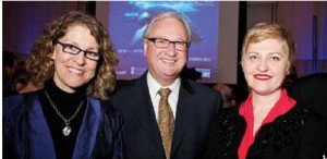 The official opening of the Whales Tohora exhibition at the Canadian Museum of Nature was co-hosted by the New Zealand High Commission. From left, Canadian Museum of Nature CEO Meg Beckel, vice-chair Nicholas Offord and New Zealand Deputy High Commissioner Felicity Buchanan. (Photo: Martin Lipman)