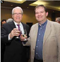 The Parnassos Hellenic Cultural Society and the embassy of Greece co-hosted a “celebration of Greek wines” at the Hellenic Centre. From left, Greek Ambassador Eleftherios Anghelopoulos and Slovak Ambassador Milan Kollár. (Photo: Sam Garcia) 