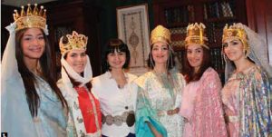 Maria Yeganian, wife of Armenian Ambassador Armen Yeganian, hosted an event, which featured Armenian music and dances as well as ancient and medieval royal costumes. From left, Narine Panossian, Shaghig Reynolds, Maria Yeganian, Houry Avetisian, Gayane Panossian and Anna Bedrossyan after the cultural presentation. (Photo: Ulle Baum)