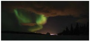 Aurora Borealis — the Northern Lights — in Kiruna, the northernmost city in Sweden. 