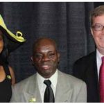 A flag-raising for Jamaica’s 50th anniversary of independence took place at City Hall in August. From left, Jamaican High Commissioner Sheila Sealy-Monteith, Elisha Campbell, president of the Jamaica-Ottawa Community Association, and Mayor Jim Watson. (Photo: Joan Wright)