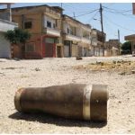 A shell in the middle of the street in Homs, Syria, is a remnant of the heavy attack levelled on the city last year.