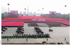 Members of North Korea’s military at the 65th anniversary of North Korea Labor Party.