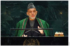 Afghan President Hamid Karzai at UN Headquarters in New York.