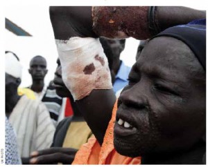 The UN evacuates the wounded in the aftermath of bombings in South Sudan in 2012. 