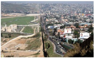 The stark contrast of two nations on either side of the border fence that separates Tijuana, Mexico, and San Diego, U.S.