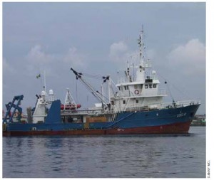 An oil platform supply  vessel in Port Hartcourt, Nigeria.