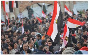 Egyptians demonstrate in Alexandria in January 2012. 