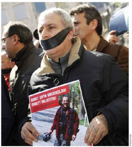 Journalists march in Istanbul in early 2011, demanding better protection for press freedom.