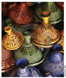 Tagines are served in conically shaped pottery such as this.