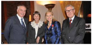 French Ambassador Philippe Zeller appointed Monique F. Leroux, of the Desjardins Group, to the rank of Chevalier of the Ordre national de la Légion d’honneur. From left, Mr. Zeller, his wife, Odile, Monique Leroux and Marc Leroux. (Photo: Embassy of France)