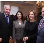 Turkish first counsellor and chargé d’affaires Gulcan Akoguz, third from left, hosted a national day reception at the residence. Joining her from left, French Ambassador Philippe Zeller, Moroccan Ambassador Nouzha Chekrouni and Algerian Ambassador Smail Benamara. (Photo: Sam Garcia)