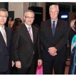 Korean Ambassador Cho Hee-yong, far left, and his wife, Yang Lee, far right, hosted a national day reception at the National Gallery of Canada. They were joined by Trade Minister Ed Fast (left) and DFAIT assistant deputy minister Peter McGovern. (Photo: Embassy of Korea)
