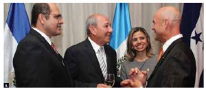 The embassies of Honduras, Guatemala, El Salvador and Costa Rica hosted a reception at the National Arts Centre to celebrate their independence days. From left, Salvadoran Ambassador Oscar Mauricio Duarte, Costa Rican Ambassador Luis Carlos Delgado Murillo, Honduran Ambassador Sofia Lastenia Cerrato and Guatemalan Ambassador Georges de La Roche. (Photo: Sam Garcia)