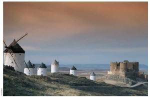 Windmills in La Mancha, an historic area south of Madrid.