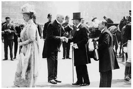 Queen Mary, Peter Larkin and King George at the opening of Canada House, 1925.