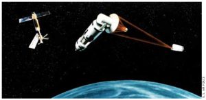 A blast from the past: An artist's conception of a laser satellite defence system, from 1984.