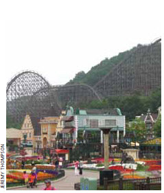 The T Express, a wooden roller-coaster at Everland in South Korea, was built in 2006. 