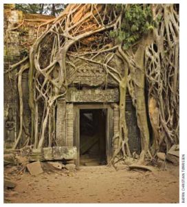 Angkor Wat, known as Temple City, is an archeological complex featuring the remains of administrative and religious buildings in Cambodia.