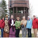The International Women's Club of Ottawa held its walk and talk program in Stittsville, complete with tour guides dressed in period costume. Lis Moeljawan (of Indonesia), tour guides Tracy Donaldson and Sarah Rathwell, Gail Everest, Helen Carrigy-McCaffrey, Gina Mazzolin and Kate Briscoe.